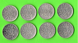 FRANCE . 1/2 FRANC . SEMEUSE DE ROTY . 1965, 1966, 1977, 1984, 1983, 1986, 1996, 1997 . 8 PIÈCES - Réf. N°127B - - 1/2 Franc