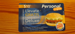 Prepaid Phonecard Argentina, Personal - Burger King - Argentine