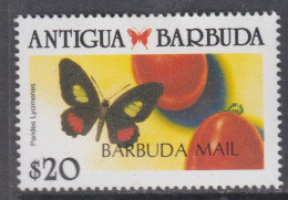 Barbuda N° 1086 XX : Papillons Et Fruits : 20 $ Surchargés "BARBUDA MAIL" Sans Charnière  TB - Barbuda (...-1981)