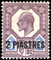 British Levant 1905-08 2pi On 5d Ordinary Paper Lightly Hinged Mint. - Levante Britannico