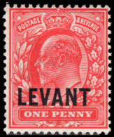 British Levant 1905-12 1d Scarlet Lightly Mounted Mint. - British Levant