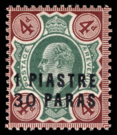 British Levant 1909 1pi30 On 4d Green And Chocolate-brown Lightly Mounted Mint. - Brits-Levant