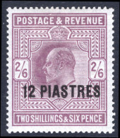 British Levant 1911-13 12pi On 2s6d Dull Greyish Purple Lightly Hinged Mint. - Brits-Levant
