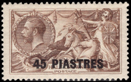 British Levant 1921 45pi On 2s6d Chocolate-brown Lightly Mounted Mint. - British Levant