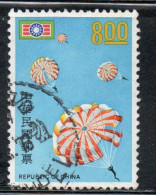 CHINA REPUBLIC CINA TAIWAN FORMOSA 1972 YOUTH CORPS EMBLEM PARACHUTE JUMPING 8$ USED USATO OBLITERE' - Gebruikt