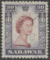 Sarawak. 1955-59 QEII. 30c Used. Mult Script CA W/M SG 198 - Sarawak (...-1963)