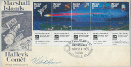 75974 - MARSHALL  ISLANDS - Postal History - FDC Cover 1985 Halley's Comet SPACE - SIGNED By Stamp Designer! - Noord-Amerika