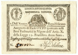 8 PAOLI ASSEGNATO REPUBBLICA ROMANA STATO PONTIFICIO DAL 09/09/1798 SUP - Sonstige & Ohne Zuordnung