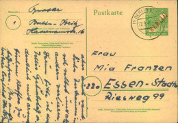 GaNzsachenkarte 10 Pf., Rotaufdruck Ab "BERLIN - BRITZ 27.9.49" - Storia Postale