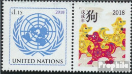UNO - New York 1387III Zf Mit Zierfeld (kompl.Ausg.) Postfrisch 2018 Jahr Des Hundes - Unused Stamps