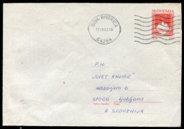 SLOVENIA 1992 5.00 T.  Postal Stationery Envelope On Grey Paper Used.  Michel U1b - Eslovenia