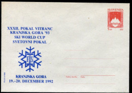SLOVENIA 1992 5.00 T.  Arms Publicity Postal Stationery Envelope, Unused.  As Michel U1b - Slovénie