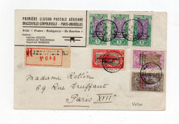 !!! CONGO, 1ERE LIAISON POSTALE AERIENNE BRAZZAVILLE -LEOPOLDVILLE PARIS-BRUXELLES VOL GOULETTE DU 20/3/1930 - Lettres & Documents