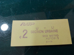 430 //   TICKET METRO / RATP / SECTION URBAINE RER METRO AUTOBUS - Europa