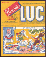 Buvard ( 18 X 14,5 Cm ) " Biscottes Luc " Inventions Et Découvertes, La Chirurgie  ( Pliures Rousseurs ) - Biscottes