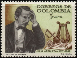 Colombia, 1966, Mi 1069, Julio Arboleda Commemoration, Lyre, 1v, MNH - Musique