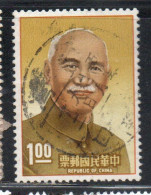 CHINA REPUBLIC CINA TAIWAN FORMOSA 1966 PRESIDENT CHIANG KAI-SHEK IN CHUNG SAN ROBE 1$ USED USATO OBLITERE' - Gebruikt