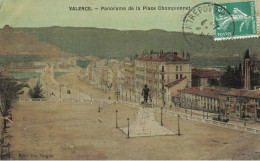 Valence * Panorama De La Place Championnet * Cpa Toilée Colorisée - Valence
