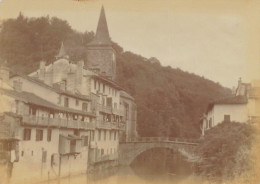 St Jean Pied De Port * 1909 * La Ville Et La Nive * Photo Ancienne 8.8x6.4cm - Saint Jean Pied De Port
