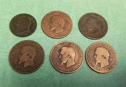 FRANCE NAPOLEON III Lot Bronze 5 Centimes 1855 B , 10 Centimes 1853 B  , 1853 D  , 1854 A  , 1854 K Et 1856 W - Autres & Non Classés