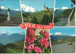 Saint Nicolas (Aosta) Vedute: Scorci Panoramici, Monumento A J.B. Cerlogne, Chiesa Parrocchiale, Vues, Views - Aosta