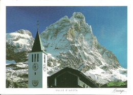 Cervinia Breuil (Aosta) Campanile Chiesa E Cervino, Clocher De L'Eglise Et Cervin, Church Bell Tower And Matterhorn - Aosta