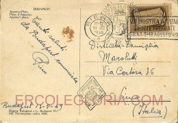 Ad6041 - HUNGARY - Postal History - Event Postmark On POSTCARD To ITALY  1949 - Storia Postale