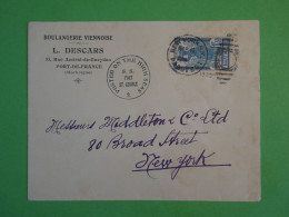 BV5 MARTINIQUE  BELLE  LETTRE  RARE 1939  POSTED ON THE HIGH SEAS PAQUEBOT  SS ST GEORGE POUR NEW YORK USA +INTERESSANT+ - Cartas & Documentos