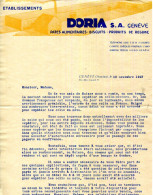 FACTURE.SUISSE.GENEVE.PATES  ALIMENTAIRES,BISCUIT,PRODUITS DE REGIME.Ets.DORIA S.A. 35 RUE ALEX GAVARD. - Suiza