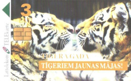 Latvia:Used Phonecard, Lattelekom, 3 Lati, Tigers, 1999 - Lettonia