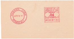 Cuba, Habana, Essai De Machine à Affranchir, 16 Avril 1941 - Imperforates, Proofs & Errors