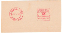 Cuba, Habana, Essai De Machine à Affranchir, 16 Avril 1941 - Imperforates, Proofs & Errors