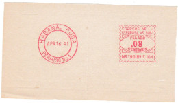 Cuba, Habana, Essai De Machine à Affranchir, 16 Avril 1941 - Imperforates, Proofs & Errors