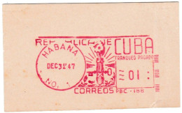 Cuba, Habana, Essai De Machine à Affranchir, 31 Décembre 1947 - Ongetande, Proeven & Plaatfouten