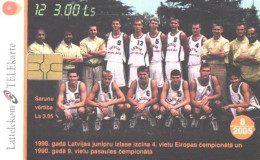 Latvia:Used Phonecard, Lattelekom, 3 Lati, Basketball Players, 12, 2005 - Lettonie