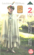 Latvia:Used Phonecard, Lattelekom, 2 Lati, Latgale National Costume, Land Map, 2000 - Lettonia