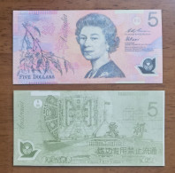 China BOC Bank (bank Of China) Training/test Banknote,AUSTRALIA B-2 Series 5 Dollars Note Specimen Overprint - Ficticios & Especimenes