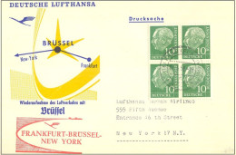 Bund Deutsche Lufthansa Luftposst Nach Brüssel Und New York -16-7395 - First Flight Covers