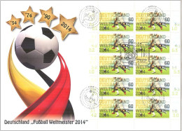 Bund Mi.3095 FDC Zehnerbogen Großformat Fußball-Weltmeister 2014 -16-7358 - 2014 – Brésil