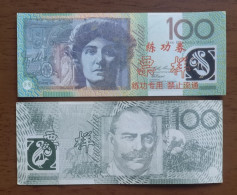 China BOC Bank (bank Of China) Training/test Banknote,AUSTRALIA B-1 Series 100 Dollars Note Specimen Overprint - Fictifs & Specimens