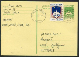 SLOVENIA 1992 4.00 T.  Arms  Stationery Card, Used With Additional 1 T. Stamp.  Michel P1 - Slovenia