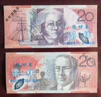 China BOC Bank (bank Of China) Training/test Banknote,AUSTRALIA C Series 20 Dollars Note Specimen Overprint - Fictifs & Specimens