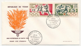 TCHAD => 2 Enveloppes FDC - 4 Valeurs Jeux Olympiques De Tokio - 12 Aout 1964 - Fort-Lamy - Tschad (1960-...)