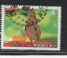 CHINA REPUBLIC CINA TAIWAN FORMOSA 1990 BUTTERFLIES PRECIS ALMANA 9$ USED USATO OBLITERE' - Gebraucht