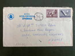 LETTRE HOTEL INTER CONTINENTAL ZAGREB Pour FRANCE TP 50 + 20 OBL.MEC.22-6 1985 ZAGREB + Arrivée DOUBLE INDEXATION - Cartas & Documentos