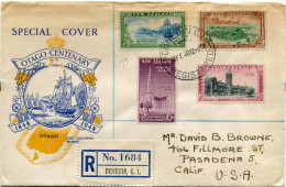 NOUVELLE-ZELANDE LETTRE RECOMMANDEE DEPART DUNEDIN 13 FE 48 POUR LES ETATS-UNIS - Cartas & Documentos