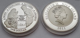 Silver Coin Princess Diana And Mother Teresa Rose Flower NIUE ISLAND - Madre Teresa