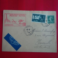 LETTRE PARIS POUR MARSEILLE INAUGURATION LIGNE POSTALE AERIENNE PARIS NICE 1938 - Brieven En Documenten