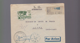 Un Timbre 15 F  Togo Sur Enveloppe Envois R   Destination Consul De France à Accra   Ghana  ( Gold- Coast ) - Lettres & Documents