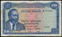 Kenya 20 Shillings 1971 P-6b VF Banknote - Kenya